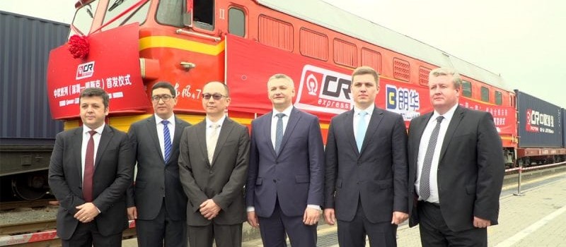The first freight train from Shenzhen China to Minsk Belarus